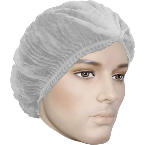 Cova-Cap Pleated Bouffant Cap, Polypropylene, 21", White D. Morneault & Fils