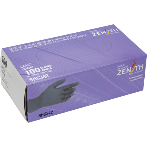 Medical Grade Disposable Gloves, Large, Nitrile, 6-mil, Powder-Free, Black, Class 2 D. Morneault & Fils