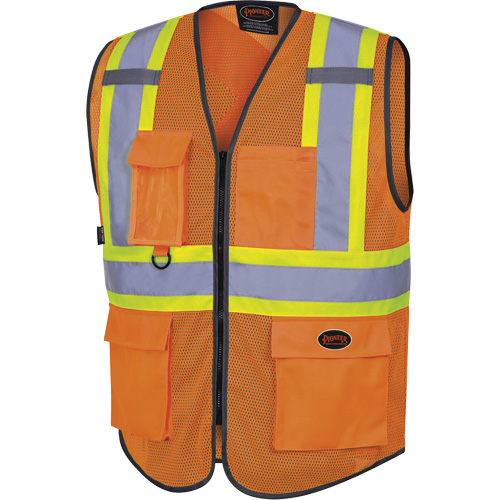 6960 Veste de s&eacute;curit&eacute; &agrave; maille en avant, Orange haute visibilit&eacute;, Moyen, Polyester D. Morneault & Fils