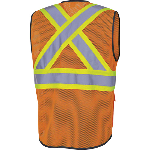 6960 Veste de s&eacute;curit&eacute; &agrave; maille en avant, Orange haute visibilit&eacute;, Moyen, Polyester D. Morneault & Fils