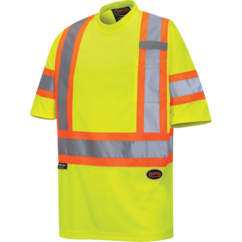 6971 T-shirt de s&eacute;curit&eacute; en il-de-perdrix, Polyester, T-petit, Jaune lime haute visibilit&eacute; D. Morneault & Fils