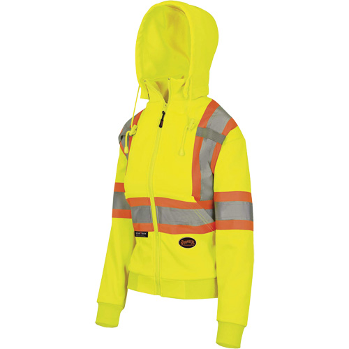 6925W Women's Zip Style Hoodie, X-Small, High Visibility Yellow D. Morneault & Fils