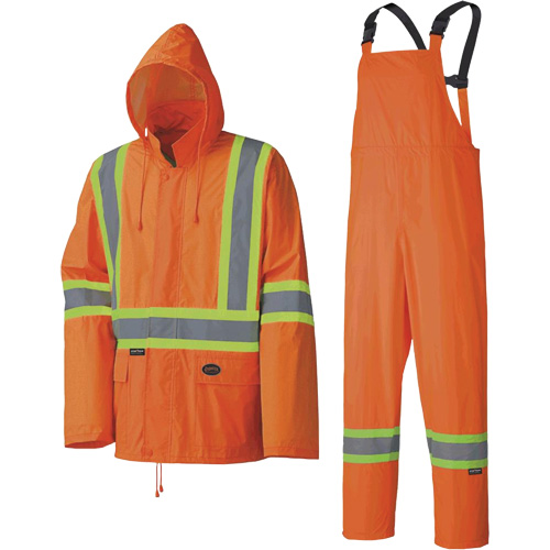 5598 Lightweight Waterproof Rain Suit, Polyester/PVC, Small, High Visibility Orange D. Morneault & Fils