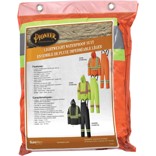 5598 Lightweight Waterproof Rain Suit, Polyester/PVC, Small, High Visibility Orange D. Morneault & Fils