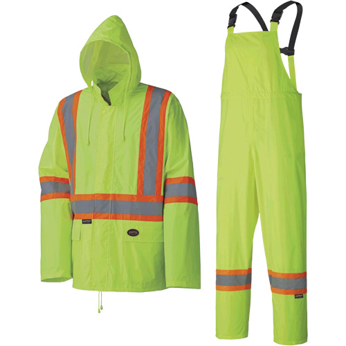 5599 Lightweight Waterproof Rain Suit, Polyester/PVC, X-Small, High Visibility Lime-Yellow D. Morneault & Fils