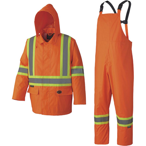 5608 210D Waterproof Rain Suit, Polyester/PVC, Small, High Visibility Orange D. Morneault & Fils