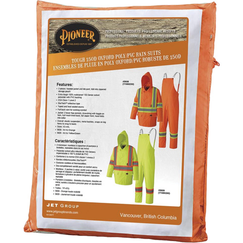 5608 210D Waterproof Rain Suit, Polyester/PVC, Small, High Visibility Orange D. Morneault & Fils