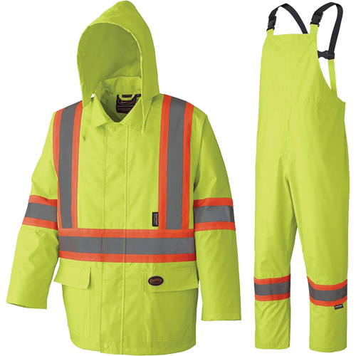 5609 210D Waterproof Rain Suit, Polyester/PVC, X-Small, High Visibility Lime-Yellow D. Morneault & Fils