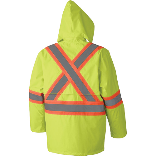 5609 210D Waterproof Rain Suit, Polyester/PVC, X-Small, High Visibility Lime-Yellow D. Morneault & Fils