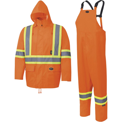5618 150D Rain Suit, Polyester/Polyurethane, Small, High Visibility Orange D. Morneault & Fils