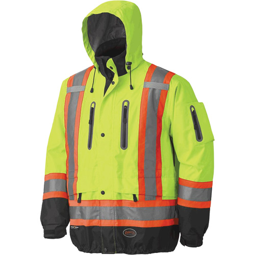 5201 Veste imperm&eacute;able et respirante de premi&egrave;re qualit&eacute;, Polyester, Noir/Jaune lime haute visibilit&eacute;, Grand D. Morneault & Fils