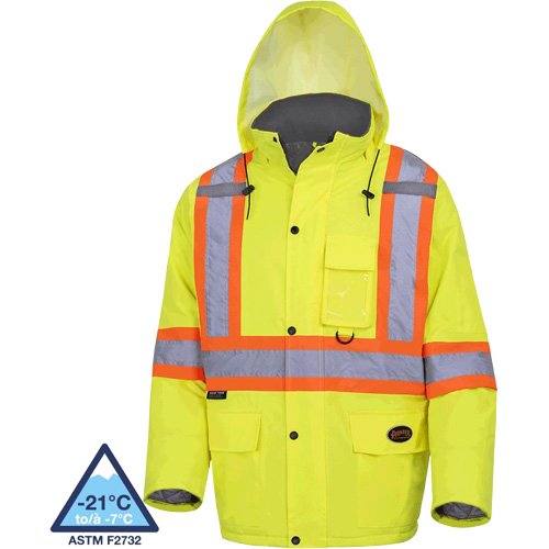5031 Waterproof Quilted Safety Parka, High Visibility Lime-Yellow, Small D. Morneault & Fils