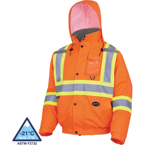 5032 Waterproof Winter Quilted Safety Bomber Jacket, Polyester, High Visibility Orange, Small D. Morneault & Fils