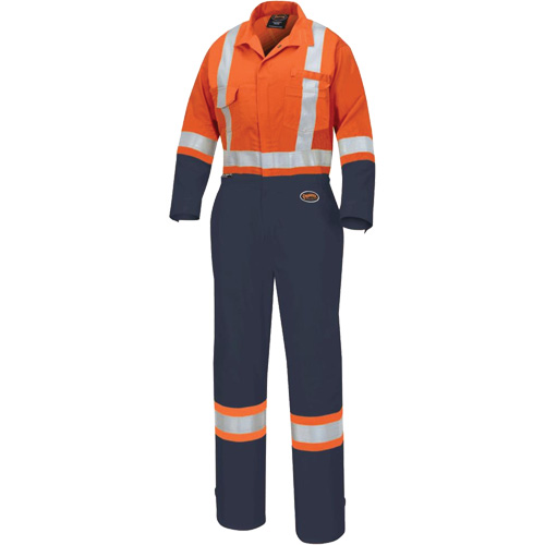5514WBB Women's 2-Tone Safety Coveralls, X-Small, High Visibility Orange/Navy Blue D. Morneault & Fils