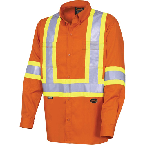 4441 Chemise de s&eacute;curit&eacute; &agrave; manches longues ultra respirante, Coton, Petit, Orange haute visibilit&eacute; D. Morneault & Fils