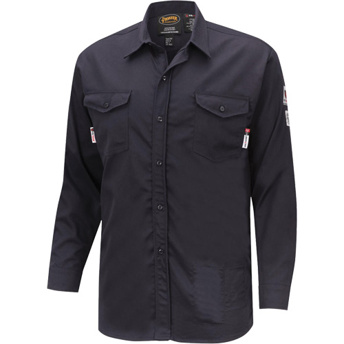 7742 FR-Tech&reg; Flame-Resistant Safety Shirt, Small, Navy Blue D. Morneault & Fils