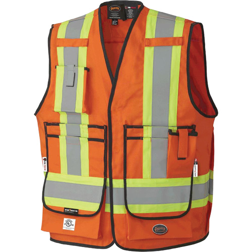 7732 Veste d'arpenteur ignifuge et r&eacute;sistant aux arcs &eacute;lectriques FR-Tech, Petit, Orange haute visibilit&eacute;, 9,7 cal/cm² D. Morneault & Fils