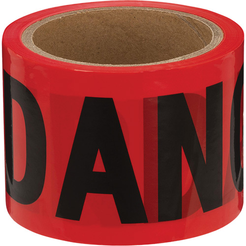 388 Danger Tape, Bilingual, 3" W x 200' L, 1.5 mils, Black on Red D. Morneault & Fils