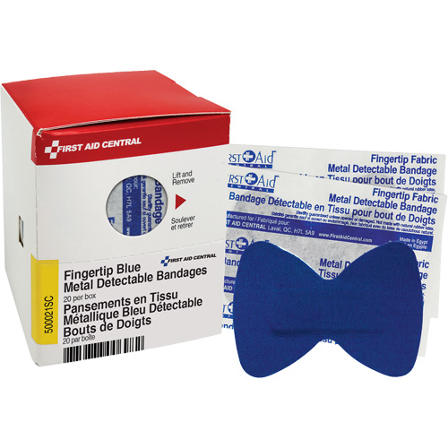 Pansements bleus d&eacute;tectables par d&eacute;tecteurs de m&eacute;taux pour bout de doigt, Bout de doigt, Tissu d&eacute;tectable, St&eacute;rile D. Morneault & Fils
