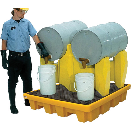 Ultra-Drum Rack 2-Drum Containment System with Drain, 53" L x 53" W x 44.8" H, 1500 US gal. Capacity D. Morneault & Fils