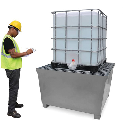 Steel Ultra-IBC Spill Pallet&reg;, 370 US gal. Spill Capacity, 57.6" x 34.7" x 56.9" D. Morneault & Fils