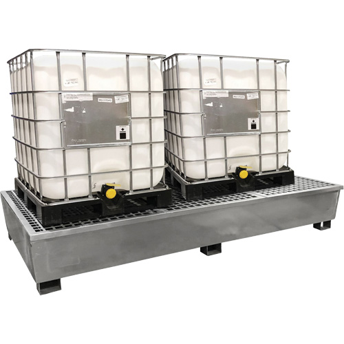 Steel Ultra-Twin IBC Spill Pallet&reg;, 370 US gal. Spill Capacity, 103.8" x 26.8" x 51.1" D. Morneault & Fils
