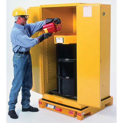 Single Drum Ultra-Safety Cabinet Bladder System, 37,8" lo x 37,8" la x 6,3" h, Capacit&eacute; de charge 1500 lb D. Morneault & Fils