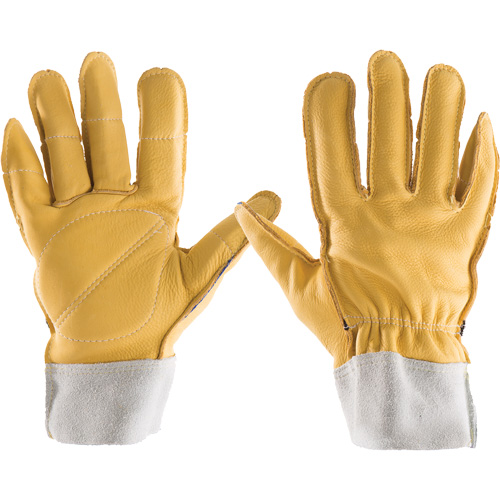Gants tout cuir, 7/Petit, Paume en Cuir fleur, Poignet &eacute;lastique D. Morneault & Fils