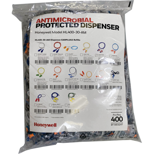 Recharge de bouchons doreille LT-30 pour le distributeur HL400, Vrac - Sac en poly, Avec cordon D. Morneault & Fils