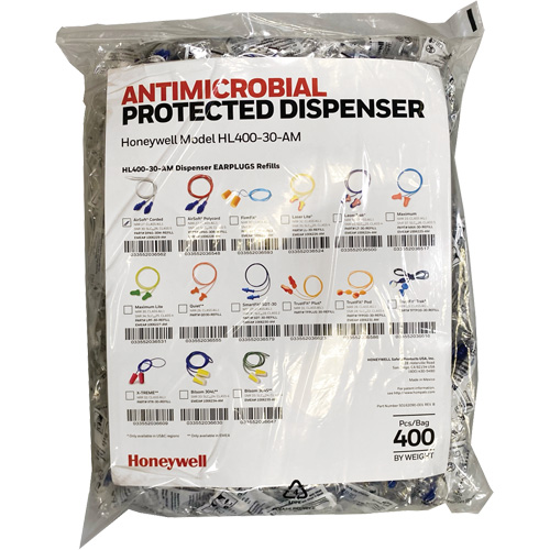 AS-30W Earplugs Refill for HL400 Dispenser, Bulk - Polybag, Corded D. Morneault & Fils