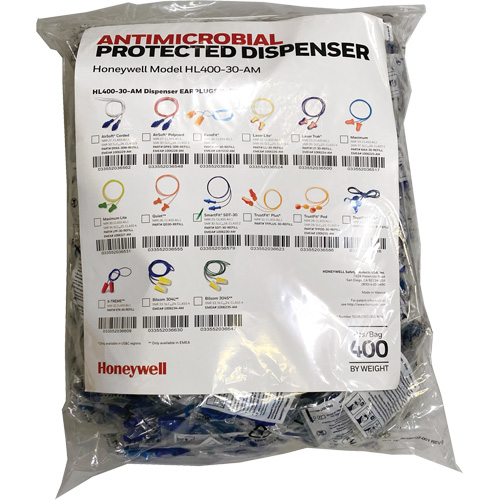 Recharge de bouchons doreille SDT-30 pour le distributeur HL400, Vrac - Sac en poly, Avec cordon D. Morneault & Fils