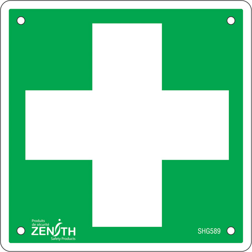 First Aid Sign, 6" x 6", Aluminum, Pictogram D. Morneault & Fils