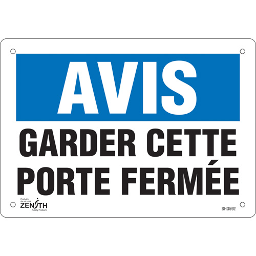 Enseigne  Porte ferm&eacute;e , 7" x 10", Vinyle, Français D. Morneault & Fils