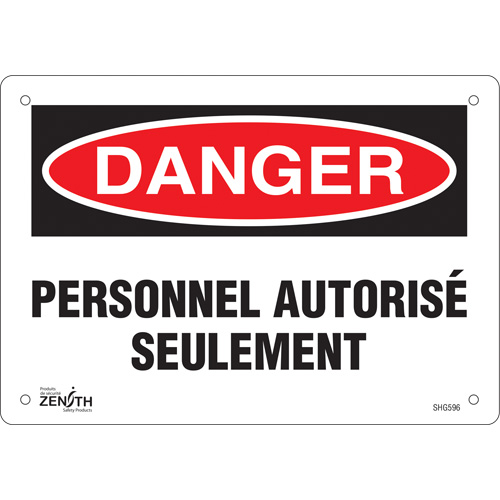 Enseigne  Personnel autoris&eacute; seulement , 7" x 10", Plastique, Français D. Morneault & Fils