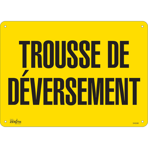 "Trousse de d&eacute;versement" Sign, 10" x 14", Plastic, French D. Morneault & Fils