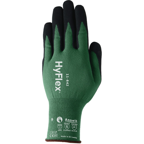 HyFlex&reg; 11-842 Sustainable Multi-Purpose Gloves, 5, Foam Nitrile Coating, 15 Gauge, Nylon Shell D. Morneault & Fils