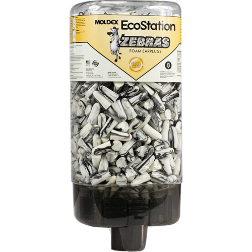 Distributeur de bouchons d'oreilles EcoStation avec des bouchons d'oreilles Zebras D. Morneault & Fils