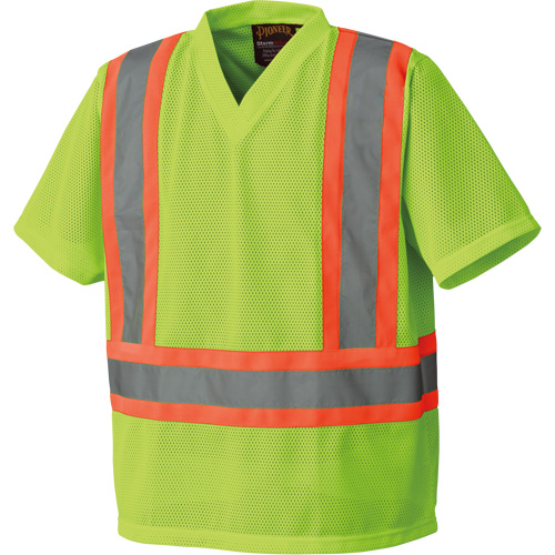 5993P T-shirt de s&eacute;curit&eacute; en maille, Polyester, Petit, Jaune lime haute visibilit&eacute; D. Morneault & Fils