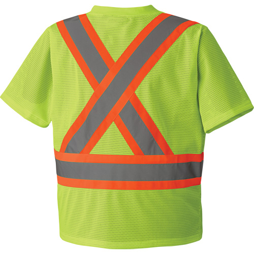 5993P T-shirt de s&eacute;curit&eacute; en maille, Polyester, Petit, Jaune lime haute visibilit&eacute; D. Morneault & Fils