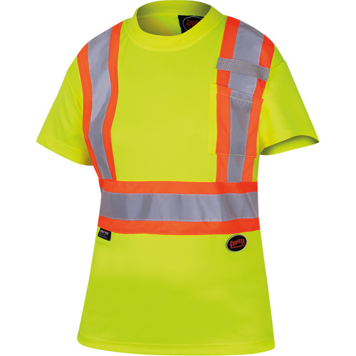 6949 T-shirt de s&eacute;curit&eacute; en il-de-perdrix pour femme, Polyester, T-petit, Jaune lime haute visibilit&eacute; D. Morneault & Fils