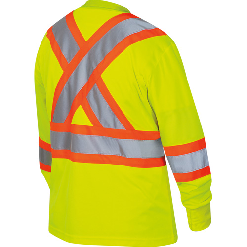 6969 Chandail de s&eacute;curit&eacute; &agrave; manches longues en il-de-perdrix pour femme, Polyester, T-petit, Jaune lime haute visibilit&eacute; D. Morneault & Fils