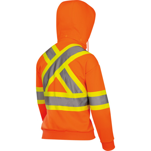 6924W Chandail &agrave; capuchon en molleton avec fermeture &agrave; glissi&egrave;re, Polyester, T-petit, Orange haute visibilit&eacute; D. Morneault & Fils