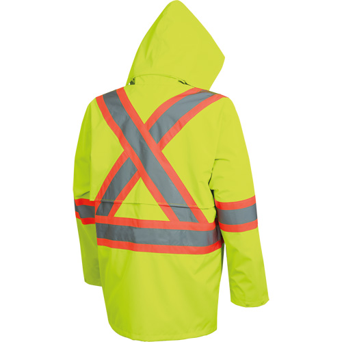 5628 Manteau de s&eacute;curit&eacute; imperm&eacute;able The Rock, Polyester/Polyur&eacute;thane, Jaune lime haute visibilit&eacute;, Petit D. Morneault & Fils