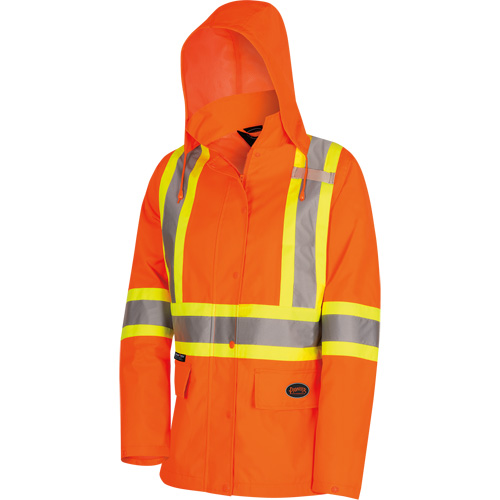 5626W Parka matelass&eacute; de s&eacute;curit&eacute; 300D The Rock, Polyester/Polyur&eacute;thane, Orange haute visibilit&eacute;, T-petit D. Morneault & Fils