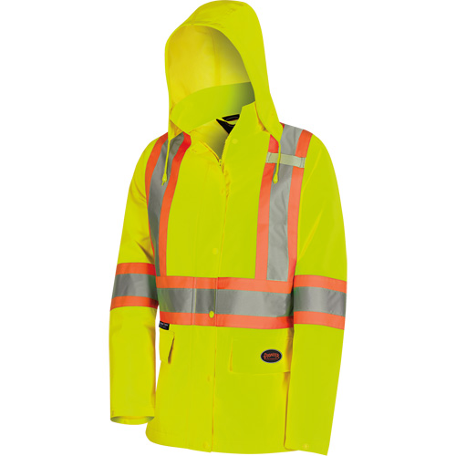 5628W Parka matelass&eacute; de s&eacute;curit&eacute; 300D The Rock, Polyester/Polyur&eacute;thane, Jaune lime haute visibilit&eacute;, T-petit D. Morneault & Fils