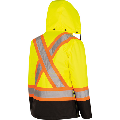 5021BBW Manteau 7 en 1 imperm&eacute;able pour femmes avec capuchon, Polyester/Polyur&eacute;thane, Jaune lime haute visibilit&eacute;, T-petit D. Morneault & Fils