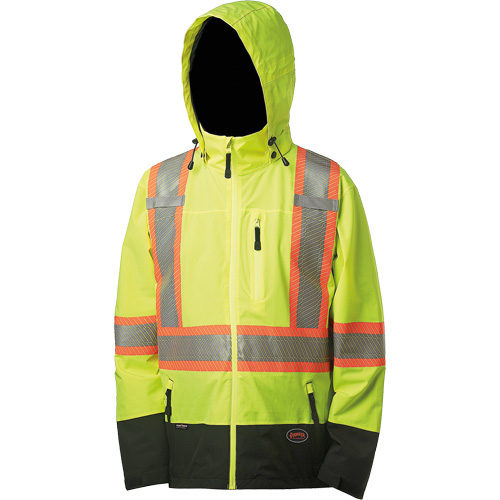 5221 Softshell Waterproof Premium  Safety Jacket, Polyester, High Visibility Lime-Yellow, Small D. Morneault & Fils