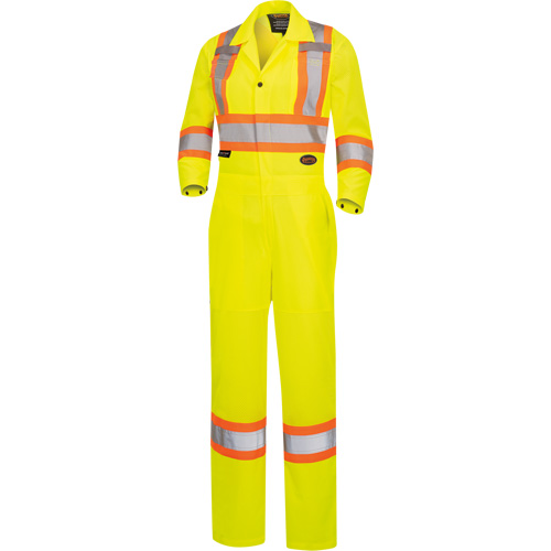 5999AW Women's High-Visibility Traffic Safety Coveralls, X-Small, High Visibility Lime-Yellow D. Morneault & Fils