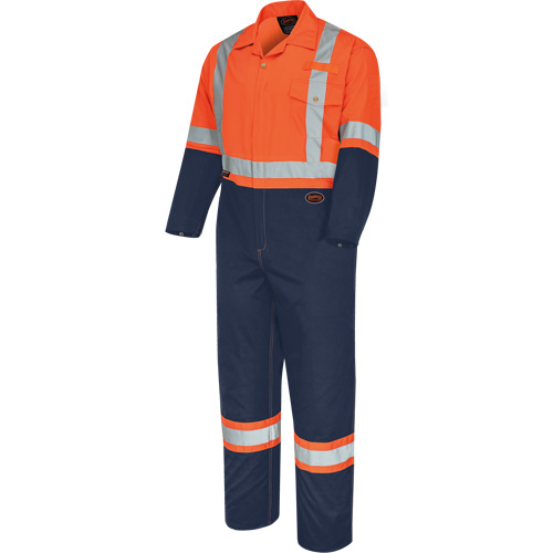 5514BB Combinaison de s&eacute;curit&eacute; 2 tons avec fermeture &agrave; glissi&egrave;re, 36, Orange haute visibilit&eacute;/Bleu marin D. Morneault & Fils