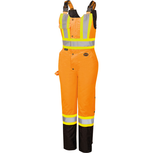 5040BBW Women's High-Visibility Waterproof Safety Overalls, Polyester, X-Small, Black/High Visibility Orange D. Morneault & Fils
